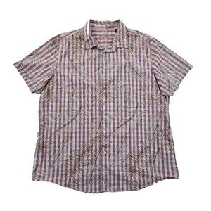 Tasso Elba Short Sleeve Shirt Men's XXL Blue Red Hawaiian Tropical Print EUC LN